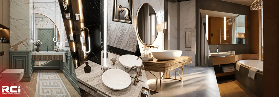 Luxury bathroom interior design services showcasing elegant and modern bathroom designs by RCi Red Chillies Interiors LLC in Dubai.